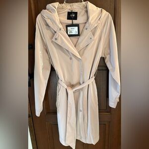 Glossy Light Pink Trench Coat with hood